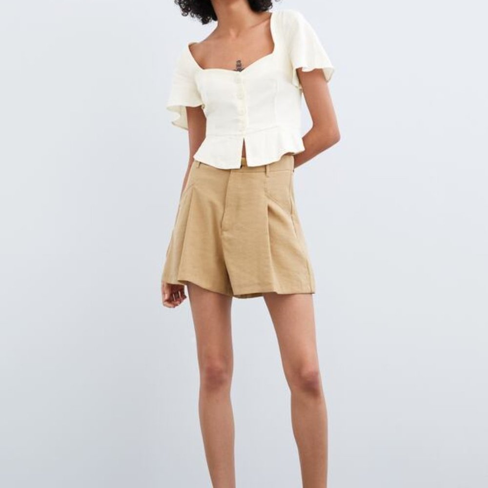 NWT Zara Peplum Top (s) and Pleated Shorts (xs)